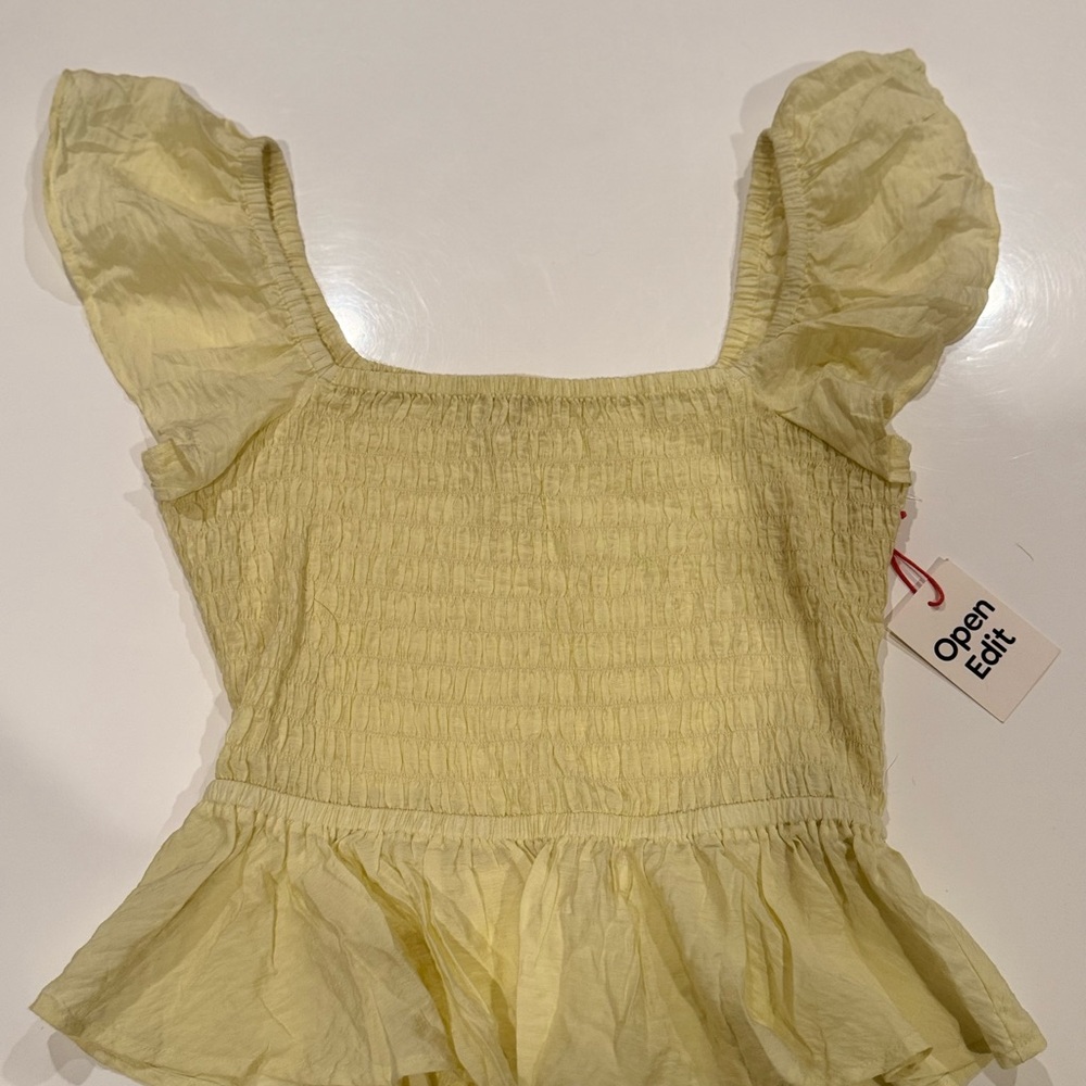 Brand New Yellow Ruffled Top by Open Edit